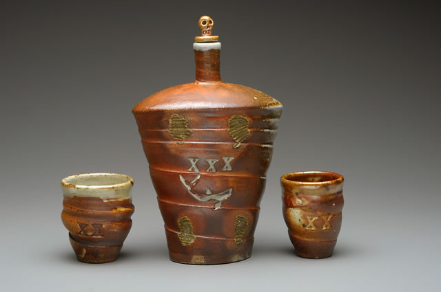 New Work :: Flask and Cups  :: Tom White Pottery